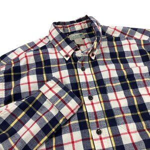 LL Bean Flannel Shirt Mens Big & Tall Size LT Long Sleeve Blue/White/Yelow/Red